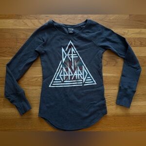 Def Leppard Gray Thermal Knit Long Sleeve Tee - Women’s Size XS